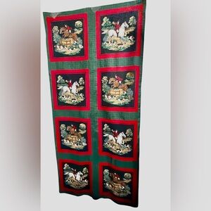 8 Fox hunting fabric horses & dogs Cranston panels